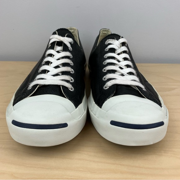 Converse Jack Purcell Men’s Size 13.0 Black & White Leather Low Top Shoes - Picture 5 of 10